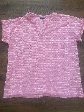 HEIMISH USA Pink Textured Split V-Neck Tunic Top